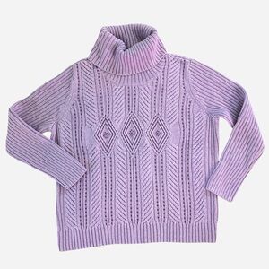 Talbots Lilac Chunky Cable Knit and Sequin Sweater Turtleneck Petite (Size 2X)‎